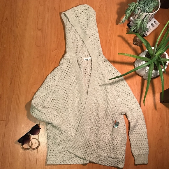 Knitted Cream Hoodie Cardigan - Picture 1 of 4